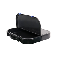 Boîte de rangement en plastique rigide noire KONRAS avec fermoirs à boucle bleus et poignée pour l'organisation des outils