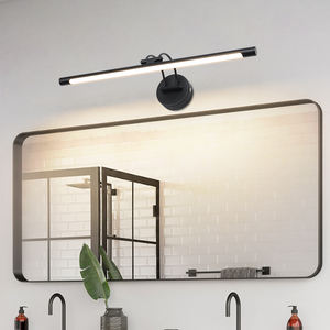 Miroir de maquillage long noir et blanc à haute luminosité pour chambre, salle de bain, avec éclairage/éclairage LED intégré - Product Image 2