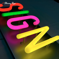 Logotipo de letrero de neón con luz LED acrílica con letras 2D 3D iluminadas de feliz cumpleaños 360 personalizado para publicidad de tienda de humo al aire libre