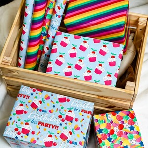 Papel de Regalo Ecológico Reciclable con Diseño de Arcoíris para Cupcakes, Rollo de Papel Artístico con Impresión Digital de Doble Cara - Product Image 6