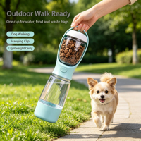Bouteille d'eau de voyage pour chien, distributeur d'eau pour animaux de compagnie, 400 ml, avec rangement pour nourriture et support de sacs à déjections, idéal pour les promenades, cadeau d'Halloween