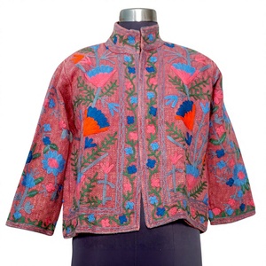 Handmade Embroidered <b>Quilted</b> Cotton Knitted Floral <b>Pattern</b> Women's <b>Jacket</b> with V-Neck and Full Sleeves <b>jackets</b> suzani <b>jacket</b> - Product Image 1