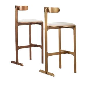 Chaise de bar haute de luxe SPARKLE pied moderne en acier inoxydable avec cuir synthétique Restback pour la maison cuisine hôtel salon - Product Image 1