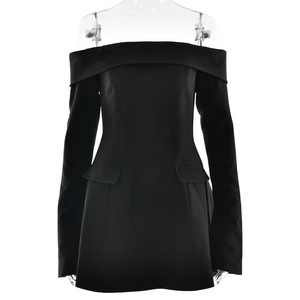 Vestido de noche elegante para mujer, con hombros descubiertos, manga larga, corte en A, espalda descubierta, cintura natural, ajuste ceñido. - Product Image 5