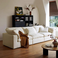 Canapé modulaire carré de petite taille, style crème, en tissu durable, compressé sous vide et roulé, pour salon
