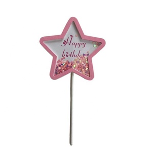 Vente en gros de joyeux anniversaire pour décoration de gâteau à paillettes multicouches arc-en-ciel pour décoration de gâteau en papier pailleté pour bébé pour fille - Product Image 6