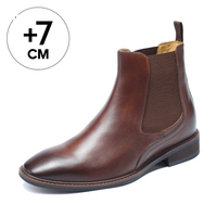 Stivali da Uomo con Logo Personalizzato, Fornitura Diretta dalla Fabbrica, Aumento di Altezza Nascosto di 7cm, Traspiranti, in Pelle di Mucca, Punta Morbida