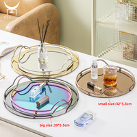 Luxuriöses Cloud-Spiegel-Tablett aus Edelstahl mit Doppelgriffen, Deko-Tablett für Waschtisch, Badezimmer-Parfüm- und Kosmetik-Organizer, Serviertablett