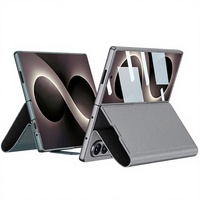 Compatible avec Z Fold8 Flip, support magnétique, étui en similicuir uni, protection intégrale, boutons
