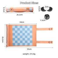 Logo personnalisé OEM Jeu d'échecs de backgammon 2-en-1 de haute qualité Sac de rangement portable pour jeu de voyage en cuir PU fait à la main durable