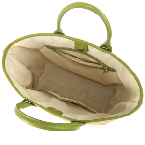Bolso de Mano de Viaje de Verano para Mujer, Tejido de Paja con Tela de Cuero PU Personalizada, Bolso de Playa con Logotipo Bordado Trenzado - Product Image 6