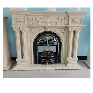 מלאכותי אבן מודרני אח שיש Mantels אח Surround דקורטיבי אח חשמלי בודד מקורה מלוטש.