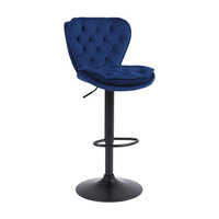 Tabouret de bar moderne en velours capitonné, réglable, avec base dorée, dossier haut, pivotant, repose-pieds stable, luxe, pour la maison, la cuisine, hauteur de comptoir