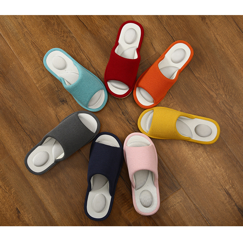 2023 New Linen Indoor Household Slippers Non-slip Couple Massage Slippers Wholesale