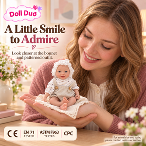ตุ๊กตาเด็กเกิดใหม่ DollDuo ขนาด 6 นิ้ว ทำจากซิลิโคน ยิ้มแย้ม สวมชุดเอี๊ยมสีเบจ เหมือนจริง วาดลายด้วยมือ ของขวัญวันฮาโลวีนสำหรับเด็ก - Product Image 3