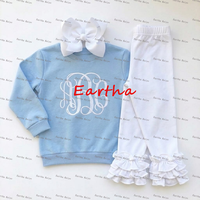 Ensemble de leggings et sweat-shirt à volants pour bébé, en coton, tenue 2 pièces pour tout-petits, vente en gros, ensemble de vêtements pour filles
