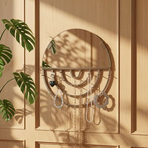Miroir encadré en laiton de luxe moderne avec support à bijoux pour la décoration intérieure - Vente en gros - Product Image 4