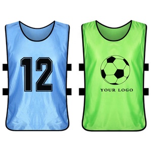 Custom satijnen trekkoord voetbal trainingshesjes hoge kwaliteit gladde stof voetbalvest snel drogend team scrimmageshesjes groothandel - Product Image 1
