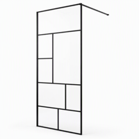 Rangka Shower Enclosure Aluminium Hitam, Panel Kaca Tempered, Pembatas Ruangan Basah, Ukuran Kustom OEM