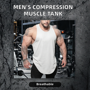 SAWA INDUSTRIES Débardeur de compression respirant pour homme, tricoté, séchage rapide, col rond, uni, 100 % polyester, vêtement de sport et d'entraînement - Product Image 2