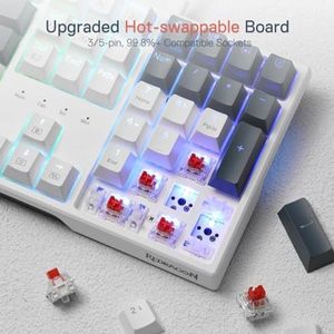 คีย์บอร์ดเกมมิ่ง OEM ODM <span class=keywords><strong>K668</strong></span> RGB 108 ปุ่ม คีย์บอร์ดแบบมีสาย Mechanical พร้อมปุ่ม Hotkey 4 ปุ่มเพิ่ม โฟมดูดซับเสียง รุ่นอัปเกรด Hotswapp - Product Image 5
