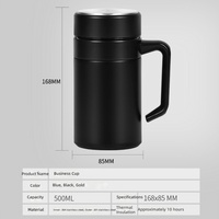 Mug à thé isotherme en acier inoxydable 304 avec poignée et infuseur à thé, isolation thermique de 6 à 12 heures, cadeau d'affaires unisexe
