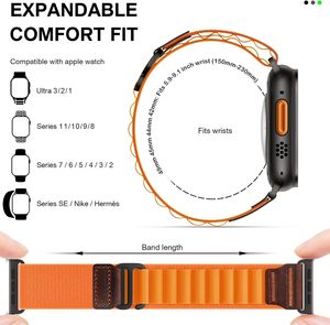 Bracelet <span class=keywords><strong>Alpine</strong></span> Loop en cuir pour <span class=keywords><strong>Apple</strong></span> <span class=keywords><strong>Watch</strong></span>, bracelet en nylon sport pour <span class=keywords><strong>Apple</strong></span> <span class=keywords><strong>Watch</strong></span> Series 11, bracelet 46 mm - Product Image 4