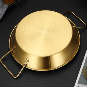 Plaque de nouilles de cuisson instantanée Ramen à double oreille en acier inoxydable de style coréen avec poignée pour plat de fruits de mer espagnol de fête - Product Image 6