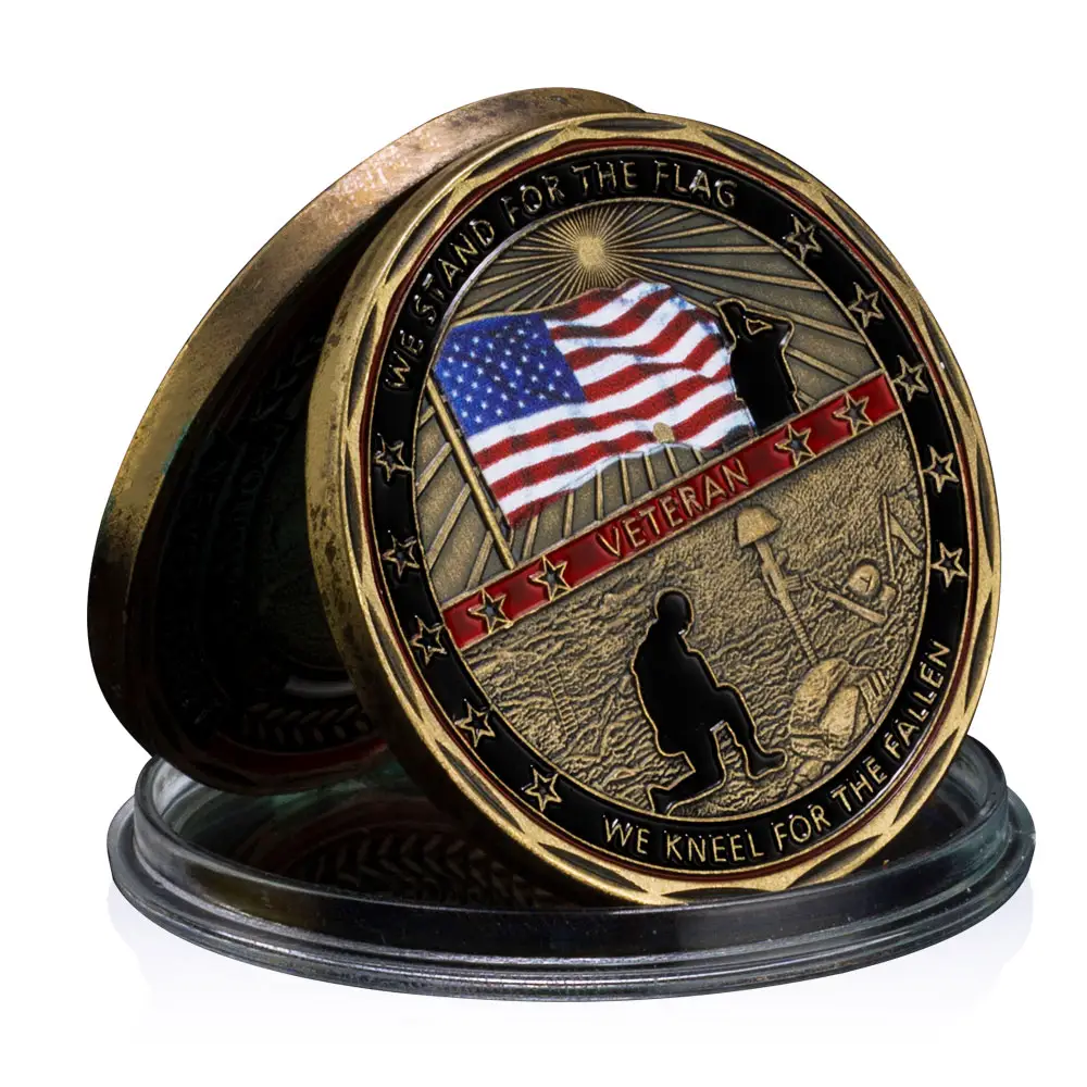Koin tantangan bendera Veteran Amerika Serikat selalu ingat hadiah pensiun koin peringatan berlapis perunggu