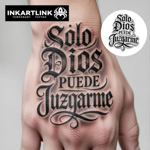 INKARTLINK Autocollant de tatouage semi-permanent personnalisé « Solo Dios Puede Juzgarme » pour le corps, imperméable, longue durée (1-2 semaines), encre Jagua - Product Image 2