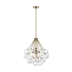 Lustre contemporain en verre, tiges en laiton et globes texturés, éclairage artistique pour espaces de boutiques - Product Image 6