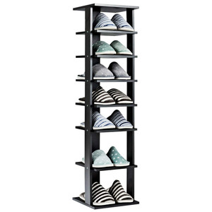 Vertical Wooden Space Saving Shoe Rack for Front Door Ample Storage Spaces Multi-functional Use Sturdy Durable Adjustable - Product Image 1