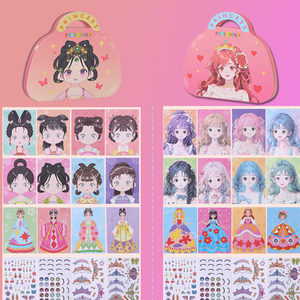 Princesse habiller papier autocollant Art <span class=keywords><strong>bricolage</strong></span> jouet <span class=keywords><strong>Kit</strong></span> avec diamant peinture habiller ensemble cadeau d'anniversaire idéal pour les filles âges - Product Image 3