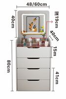 Table de toilette compacte moderne avec rangement rabattable, commode à tiroirs pour petite chambre, tabouret intégré et mini table de chevet
