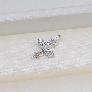 Pendentif en argent S925 pour femme, feuille avec perle, accessoires de bijoux personnalisés, tendance, produit semi-fini 1796 - Product Image 4