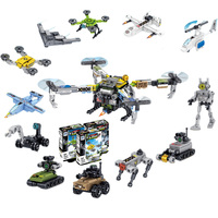 Ensemble de blocs de construction 12-en-1 : Drone, Véhicule Militaire, Navire Spatial, Robot, Chien Robot - Mini Modèles pour Enfants - Jouet de Construction DIY
