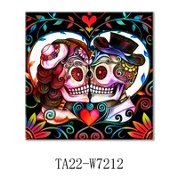 Affiches de couple squelette avec fleurs, tableaux abstraits pour mur, art sur toile pour la fête des fantômes, peinture du jour des morts, décoration murale