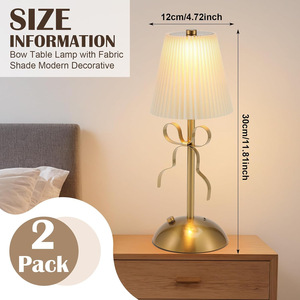 Lampe de table créative à abat-jour plissé de luxe, rechargeable, en forme d'<span class=keywords><strong>arc</strong></span>, en tissu, 3 couleurs, à intensité variable, pour une ambiance de Noël - Product Image 3
