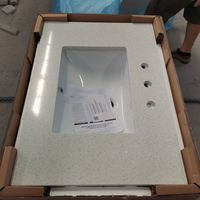 Comptoir de salle de bain en quartz blanc artificiel préfabriqué pas cher pour hôtel