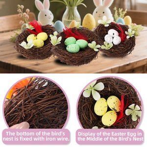 Nido di Uccello in Vimini Artificiale per Pasqua, Decorazione per Giardino con Uova Pasquali - Product Image 4