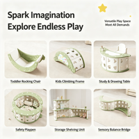 Ensemble de jeu modulaire Cloud Star pour enfants, équipement de jeu multifonctionnel pour tout-petits, toboggan, structure d'escalade, balançoire, parc de jeu, table d'étude pour l'intérieur