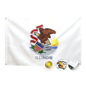 Bandera del estado de Illinois, EE. UU., personalizada de fábrica, 3x5 pies, bordada y cosida, nailon Oxford 210D, dobladillo con 4 filas de costuras, ojales de latón macizo - Product Image 1