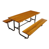 Table de pique-nique à lattes de bois commerciale d'extérieur avec banc ensemble de meubles de jardin table à manger pour aire de jeux extérieure table de café