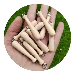 Baru Kreatif 3D Mini Kayu Baseball Bat Olahraga Set untuk Anting-Anting Kalung Gelang Keychain Membuat Temuan Pemasok