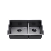 Évier de cuisine en acier inoxydable 304 à montage sous plan, double bac avec égouttoir à droite, planche en bois amovible, évier moderne multifonction