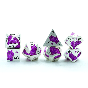 Tùy Biến Kim Loại Màu Tím Mèo Kim Loại Xúc Xắc Đặt Dnd Dungeons & Dragons Chạy Đội Hội Đồng Quản Trị Trò Chơi Nhiều Mặt Màu Bóng - Product Image 3