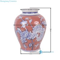 Vase rouge, bleu et blanc avec motif floral et feuillage, vase en porcelaine classique chinoise RXGK07-A