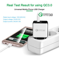 Chargeur USB à port unique 18W QC3.0 5V/2A à charge rapide, ignifuge, conforme aux normes UE et US, en stock, pour téléphone portable