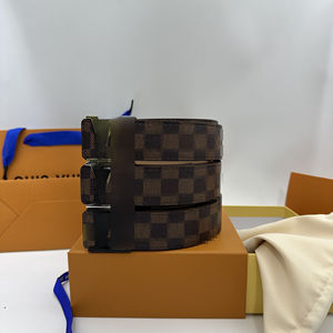 Cinturón para hombre con estampado de cuadros, nuevo estilo, hebilla interior lisa, cinturón moderno para hombres jóvenes - Product Image 4