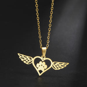 สร้อยคอรูปอุ้งเท้าแมวหัวใจสำหรับผู้หญิงเครื่องประดับสเตนเลสสตีลน่ารักสำหรับสัตว์เลี้ยงที่พันรอบคอของขวัญ - Product Image 3